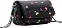 Desigual Überschlagtasche Daisy Pop Tromso Schwarz geblumt Anhänger