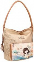 Taschenrucksack Anekke Mediterranean Beige Glanzoptik Print Metallcharme Hobo