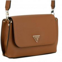 Überschlagtasche Guess Meridian Flap Crossbody Cognac braun genarbt