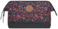 Cabaia Kosmetiktasche bunte Blumen schwarz Lederimitat Horloge