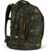 dunkelgrüner Schulrucksack Dschungelprint Jurassic Jungle Satch pack